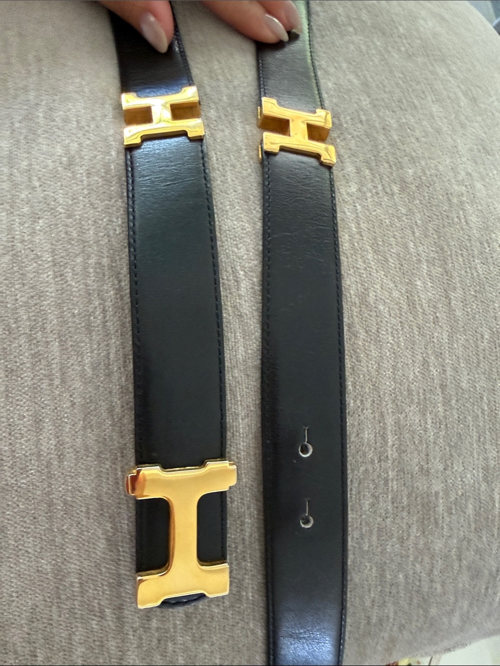 Hermes Black Leather Belt Bag with Gold 'H' Hardware